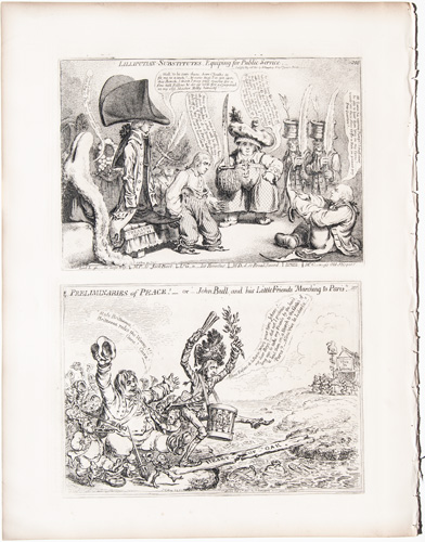 original Gillray prints: Lilliputian Substitutes, Equipping for Public Service


Preliminaries of Peace! or, John Bull and his little friends marching to Paris

